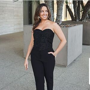 New Express Black Tweed Sweetheart Neckline Corset Tube Top Size XS